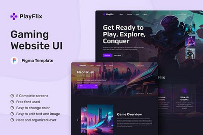 Gaming Website UI Figma Template blue kit clean kit dark kit design kit figma kit game kit gaming kit interface kit modern kit neat kit professional kit provider kit purple kit service kit template kit ui kit user kit website kit white kit