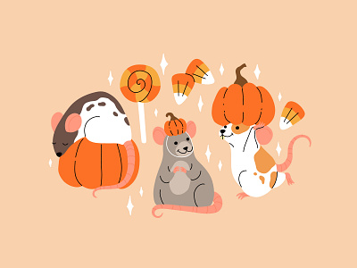 Halloween mouse set cartoon character concept cute design flat halloween illustration mouse rat vector