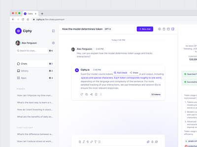 Ciphy - LLM Chats ai ai design ai platform ai tools artificial intelligence chat chat bot chat gpt chatting clean design gpt message minimalist open ai talk ai text ui ux website