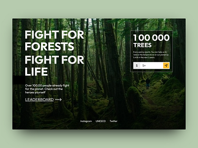 Hero Section for Forest Conservation NGO challenge daily dailyui design ui