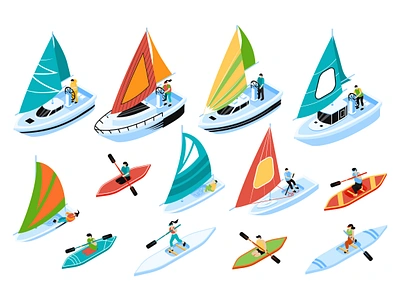 Regatta Isometric Illustrations 3d boat design flat graphic illustration isometric isometry nautical regatta sail sailboat sea ship transport vector web website yacht yachting