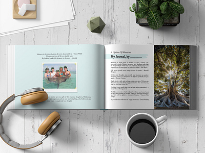 A Lifetime Of Memories book layout book mockups book typography cover design creative layouts custom covers design design inspiration illustration ui