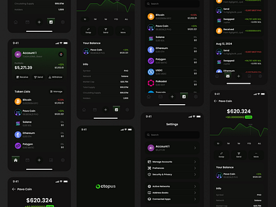 Octopus - Crypto Wallet Mobile App Design crypto e wallet minimalist modern trading ui ui design web design