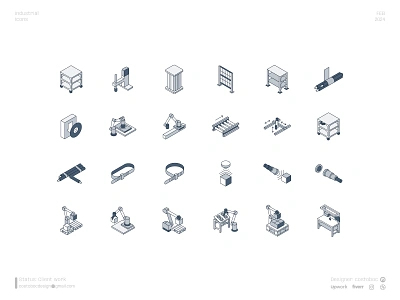 Industrial icons icon icon design industrial isometric isometry logo robot robotics ui vector