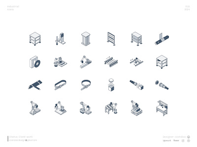 Industrial icons icon icon design industrial isometric isometry logo robot robotics ui vector