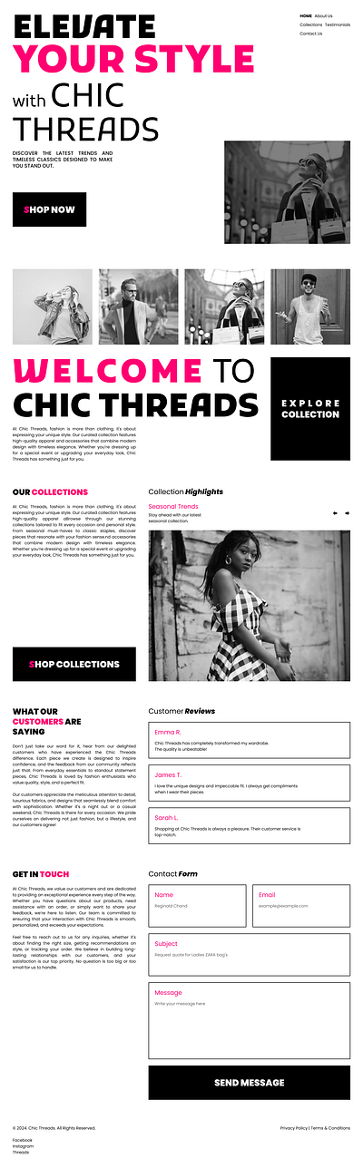 Chic Threads Landing Page design graphic design landingpage ui uiux userinterface ux webdesign website