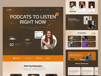 Podcast Landing Page analytics app ui branding cards design figma landingpage podcast ui