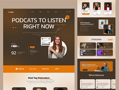 Podcast Landing Page analytics app ui branding cards design figma landingpage podcast ui