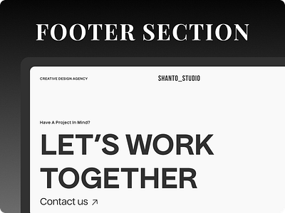 Footer Section for Personal Website ai design minimal portfolio portfolio website saas shanto studio ui design ux design web design website website section