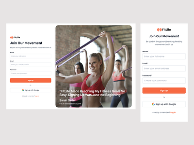 FitLife Sign-Up Page figma signup ui uidesign