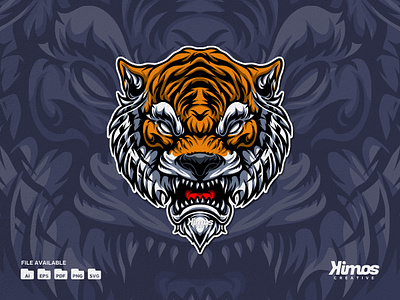 Head Tiger Vector Illustration animal branding cartoon character design graphic design icon illustration logo mascot security tiger ui ux vector