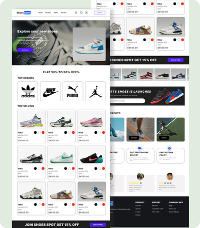 SHOES SPOTS E-COMMERCE WEBSITE branding design e commerce graphic design shoes website ui ui ux design