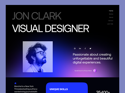 John Clark - Portfolio Landing page ✍ branding dark design landing page minimal portfolio uiux webdesign website