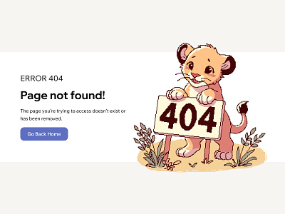 Pixel Art 404 Illustrations - Lion Cub 404 404 error 404 illustration 404 not found 404 page 404 page not found empty state error error illustration error page illustration lion lion cub pixel pixel art pixelart sketch ui ui design vector