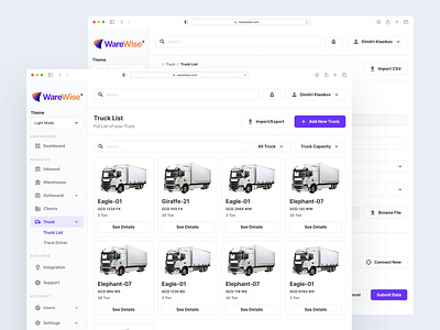 Truck Module Management - UI Exploration branding dashboard logistics saas ui ui design uidesign uiux uiuxdesigner ux ux design uxdesign warehouse