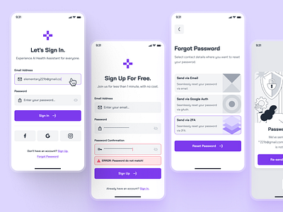 turing UI Kit: AI Smart Healthcare App | Sign In/Sign Up Auth UI authentication screen authentication ui clean healthcare ui kit login login screen login ui minimal modern purple register ui sign in sign in screen sign in ui sign up sign up screen sign up ui simple violet virtual health app