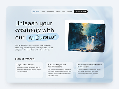 AI Art Curator Website ai ai tool design home page interface landing page minimalism ui user experience user interface ux ux design web design website