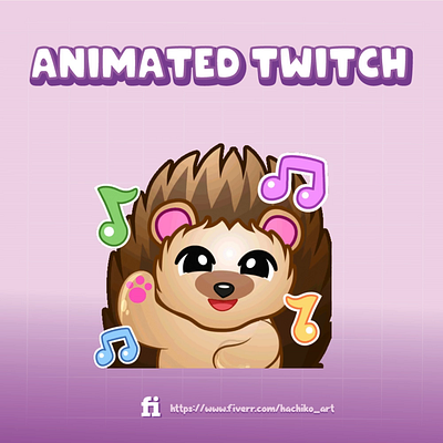 Animated Emote hedgehog Dancing with pom poms By @hachiko__art anime character