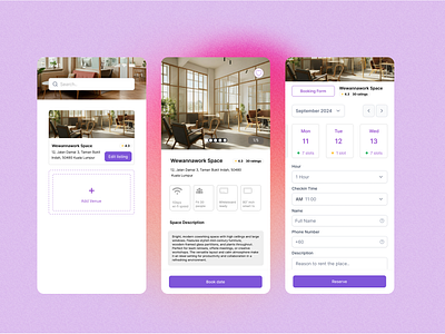 Venue Booking App Mockup Interface airbnb application booking apps booking date branding date design ios uiux