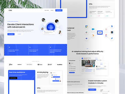 Cadi | Landing Page Design ai blue branding cc clean design graphic design illustration landing landing page premium ui ux voice web design web ui website