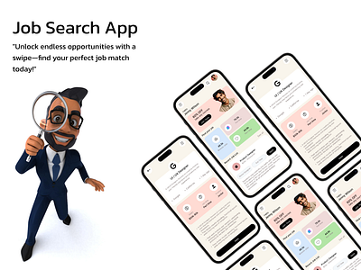 Job Search Application branding company design employee figma hr illustration interview job finding job search job searching market offer letter ui user experience user interface user research ux visual identity