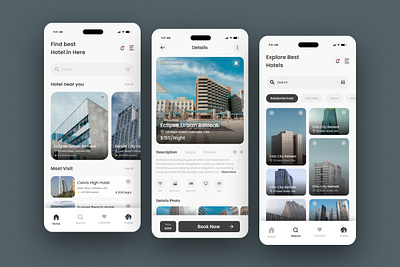 Urban Stay - Hotel Book Mobile App app application book branding design display flight hotel interface internet journey location mobile person service technology template ticket trip ui