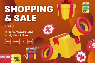 3D Icon Shopping & Sale Vol. 1 3d 3d icon 3d illustration blender business design ecommerce icon illustration marketing marketplace online shop render shopping ui