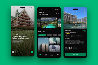 Stay - Hotel Book Mobile App app application book branding design display flight hotel interface internet journey location mobile person service technology template ticket trip ui