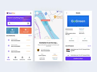 Warehouse Mobile App - UI Exploration branding logistics mobile mobileapp saas ui uidesign uiux uiuxdesigner ux uxdesign warehouse