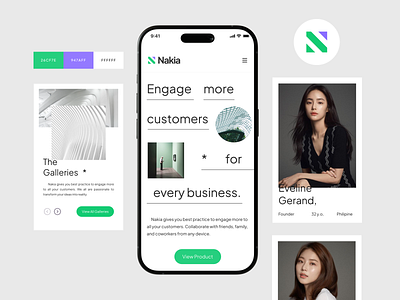 Nakia - Responsive Landing Page for Multi Purpose application branding design graphic design illustration interface landing page logo responsive saas ui web