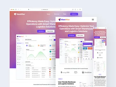 Landing Page - WareWise Logistics & Warehousing branding landing page logistics saas ui uidesign uiux uiuxdesigner ux uxdesign warehouse