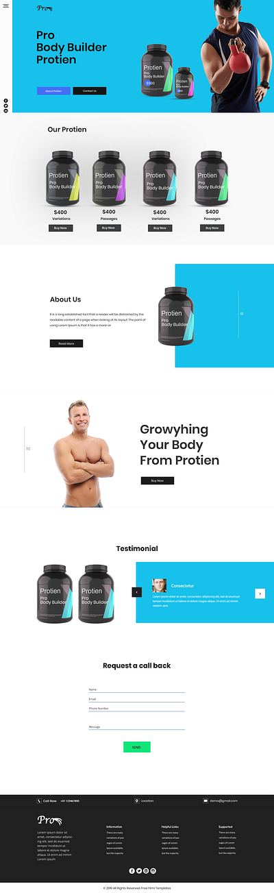 Protein website graphic design ui