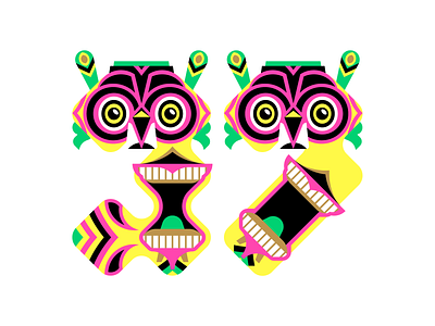 Mask of Borneo agency borneo branding cmyk creature dance design digital editorial fun icon illustration indonesia kalimantan logo mask number pink vector yellow