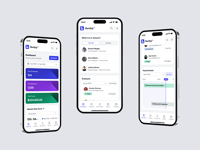 BordUp - HR Mobile App b2b board dashboard dipa inhouse employee hr hris human resources kanban mobile app mobile design modern people management product product design recruitment schedule startup task