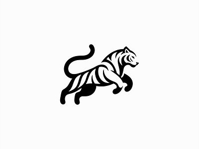 Jumping Tiger Logo animal bengal branding cat design emblem feline icon illustration jumping logo mark mascot modern negative space sports stripes tiger vector wildlife