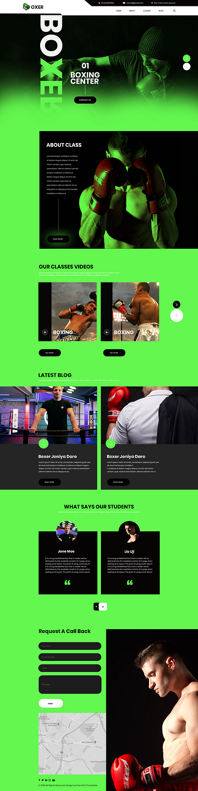 Boxing Center Website graphic design ui