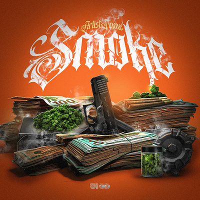 Smoke | Premade Mixtape Cover album cover cd cover hip hop mixtape cover money photo editing photo manipulation premade cover rap design rap music typography