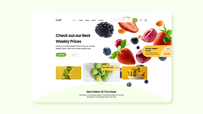 Fresh E-commerce Platform UI Design branding clean design ecommerce fresh grocery hero section landing page logo minimal platform shopping simple design ui ux ux ui design web