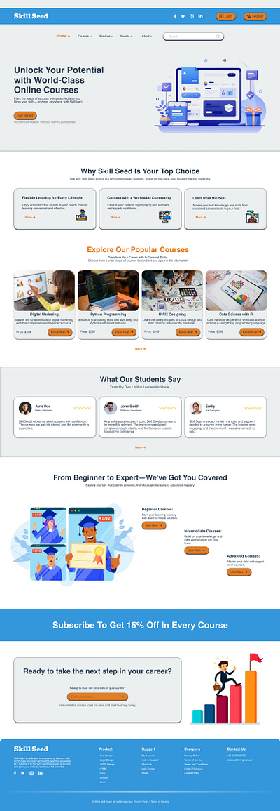 Online learning platform Landing page