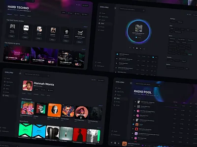 GODJ. Music streaming service dark design dj music radio stream streaming ui web
