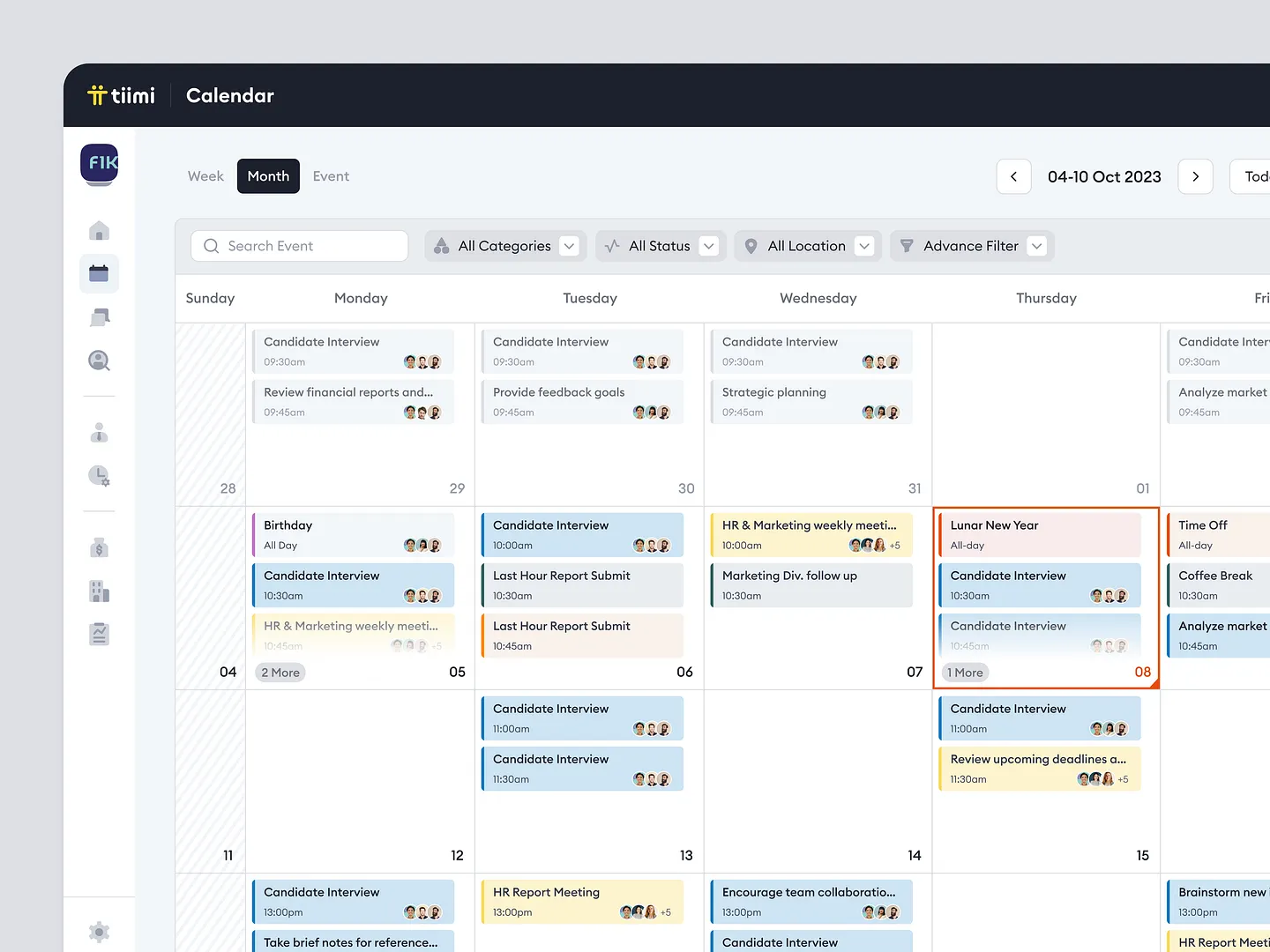 Sleek Calendar View Design for Efficient HR Management