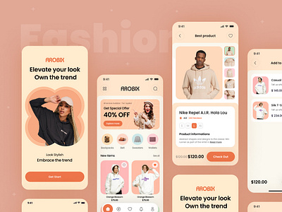 E-commerce Fashion App UI app arobix banner clothing ecommerce fashion interface md azbin islam minimal modern onboarding online store product shopping store app stylish ui ux vintage web