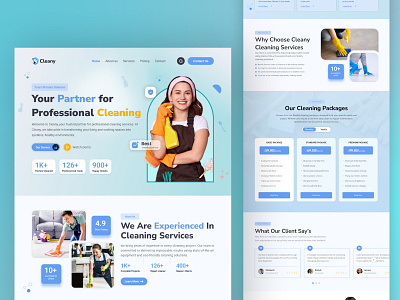Cleaning Service Landing Page UI Design clean ui design cleaning services custom ui design figma figma components figma landing pages landing page design minimalist web design modern ui design responsive website service business ui uiux uiux design user experience user interface design web app design web design in figma website redesign website template.
