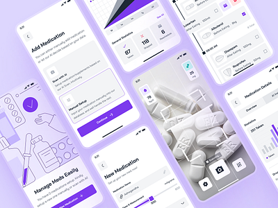 turing UI Kit: AI Smart Healthcare App | Medication Tracker UIUX ai healthcare app clean drug app figma ui kit healthcare ui kit medication medication app medication cabinet medication management app medication tracker medication tracker app medication tracker ui medication ui minimal modern pharmacy app pill identifier app purple simple virtual care