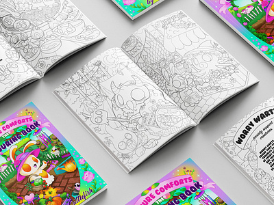 Creature Comfort Coloring Book book layout book mockups book typesetting book typography children book coloring book coloring pages cover design creative layouts custom covers design design inspiration editorial design illustration magazine cover magazine layout page design page formatting print design ui