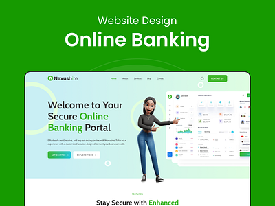 Online banking website design bank services banking system banking website creativity design digital transaction mockup online banking ui ux web design web ui website