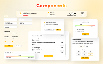 Insurance Web Application - UI Components bike insurance branding componets illustration insurance minimal design product design trending design typography ui ui components ui design ux ux design web application