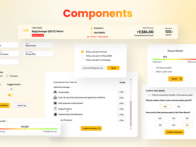 Insurance Web Application - UI Components bike insurance branding componets illustration insurance minimal design product design trending design typography ui ui components ui design ux ux design web application