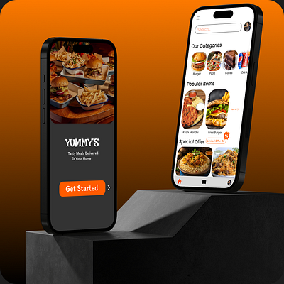 UI UX- Food Delivery App Splash Screen & Home Page. adobe xd branding design figma food app illustration mobile mobile ui ui ui ux design vector