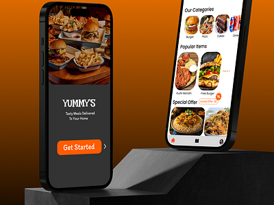 UI UX- Food Delivery App Splash Screen & Home Page. adobe xd branding design figma food app illustration mobile mobile ui ui ui ux design vector